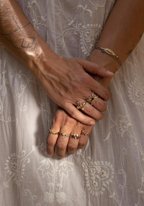 Rose & Lini DORETTE MULTICOLOR SIMPLE BAGUE GOLD RING Spedizione Gratuita