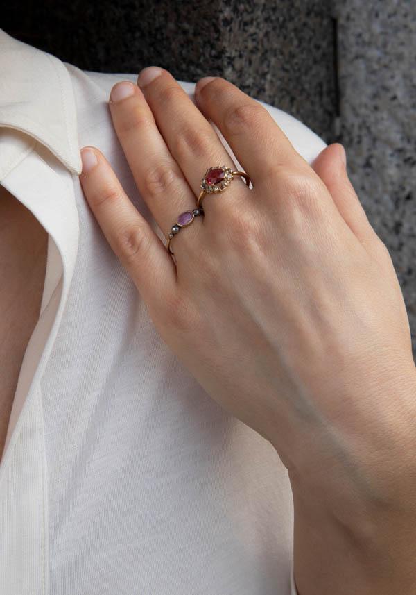 Rose & Lini 5 OCTOBRE “GWEN” GOLD & PINK SAPPHIRE RING Negozi Online