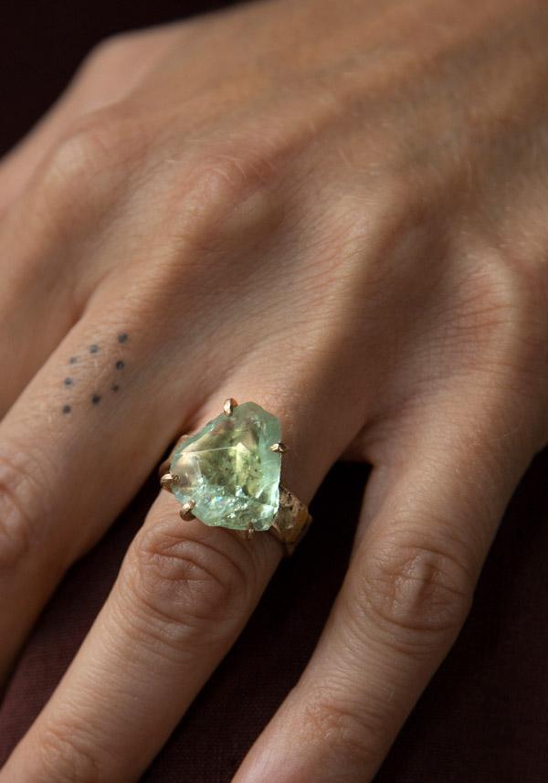 Rose & Lini VARIANCE OBJECTS “HELIODOR LARGE STONE” CIGAR BAND RING || Size 54 Affare Del Giorno