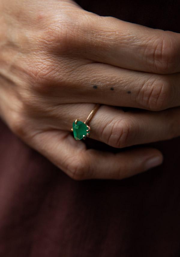 Rose & Lini VARIANCE OBJECTS “LARGE EMERALD” GOLD RING || Size 52 Prezzo Ridotto
