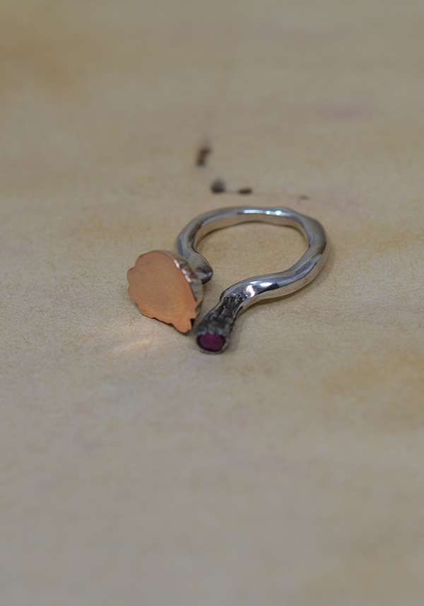 Rose & Lini ROSAMARIA SILVER AND GOLD “TZIKA” RING Vendita Calda