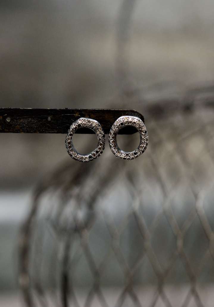 Rose & Lini ROSAMARIA “ATOLL” ROUND SILVER EARRINGS In Saldo