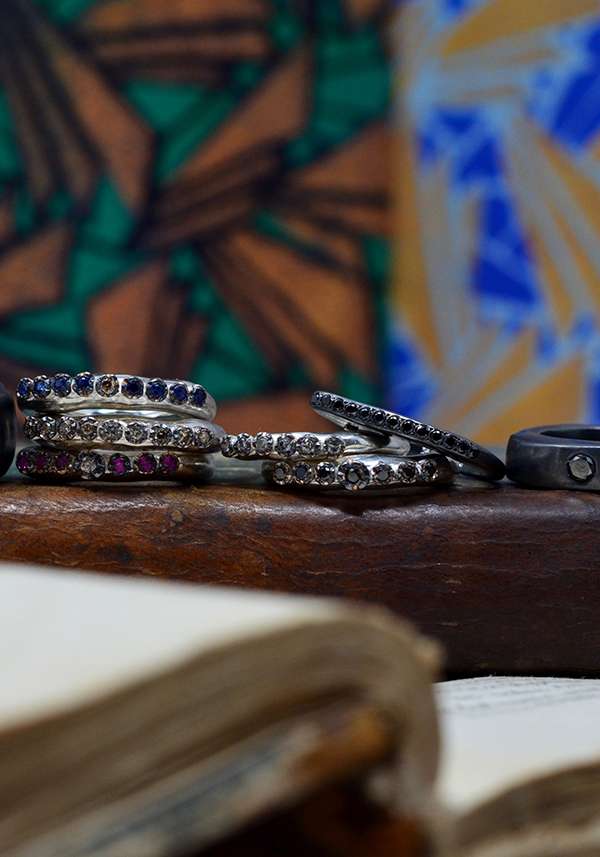 Rose & Lini ROSAMARIA BLACK DIAMOND “POPPY” RING In Linea