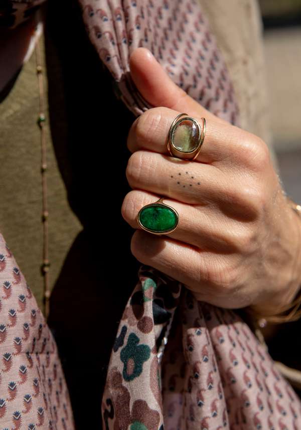 Rose & Lini MAITEA GOLD & JADE RING Promozione Limitata