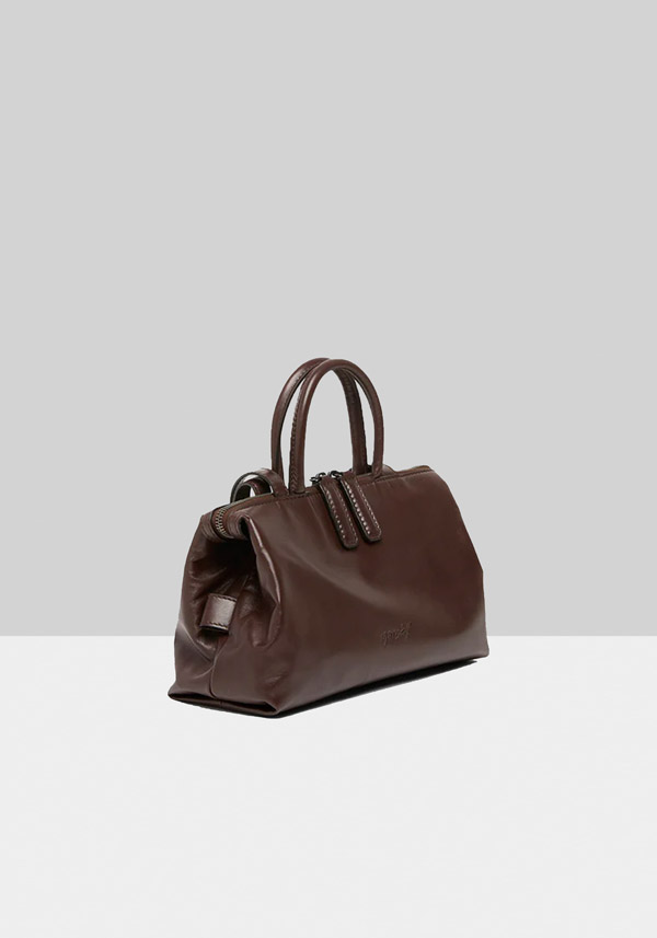 Rose & Lini MARSÈLL “MINI ORIZZONTE” MORO BROWN LEATHER BAG Latest fashion
