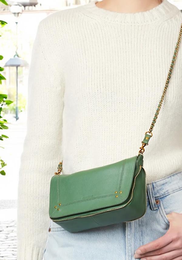 Rose & Lini JÉRÔME DREYFUSS “BOBI S” CELADON GREEN LEATHER BAG Online Outlet