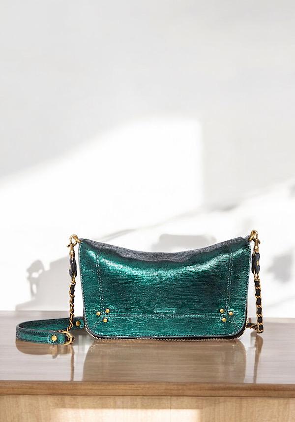 Rose & Lini JÉRÔME DREYFUSS “BOBI S” LAMÈ GREEN BAG Offerta temporanea
