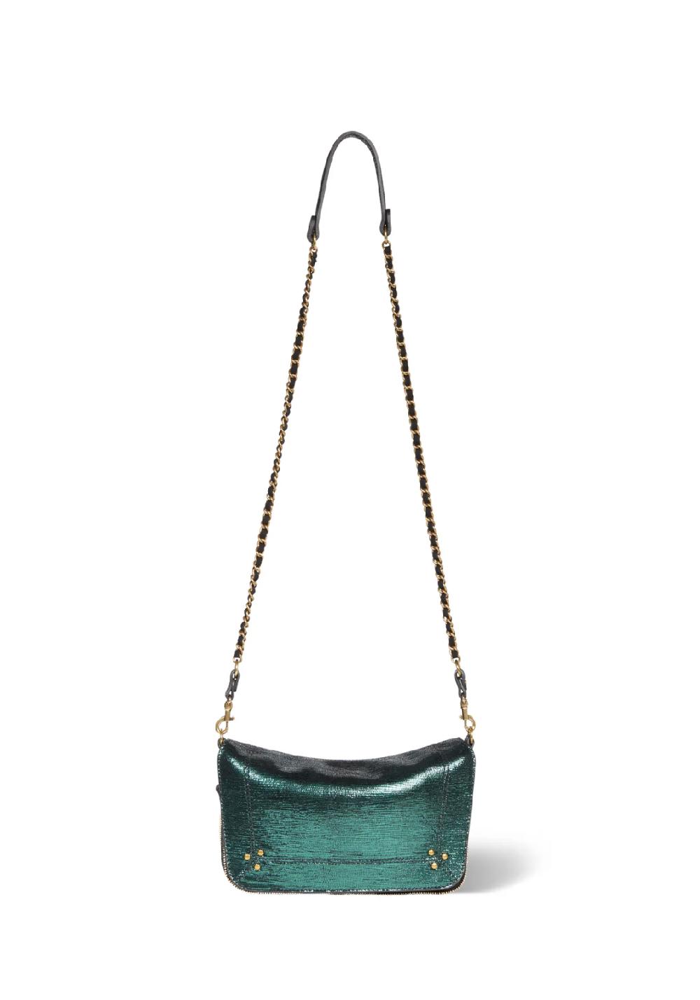 Rose & Lini JÉRÔME DREYFUSS “BOBI S” LAMÈ GREEN BAG Offerta temporanea