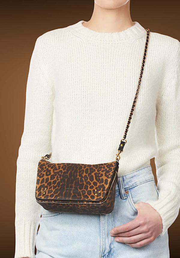 Rose & Lini JÉRÔME DREYFUSS “BOBI S” LEOPARD SUEDE LEATHER BAG Offerte esclusive