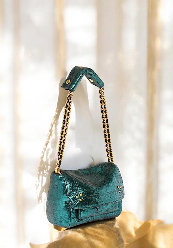 Rose & Lini JÉRÔME DREYFUSS “LULU S” LAMÈ GREEN BAG Liquidazione