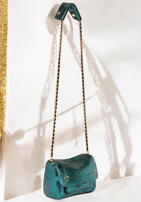 Rose & Lini JÉRÔME DREYFUSS “LULU S” LAMÈ GREEN BAG Liquidazione