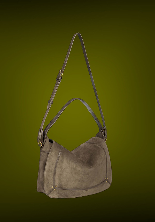 Rose & Lini JÉRÔME DREYFUSS “PEPITO L” SAVANE SUEDE LEATHER BAG Offerte speciali