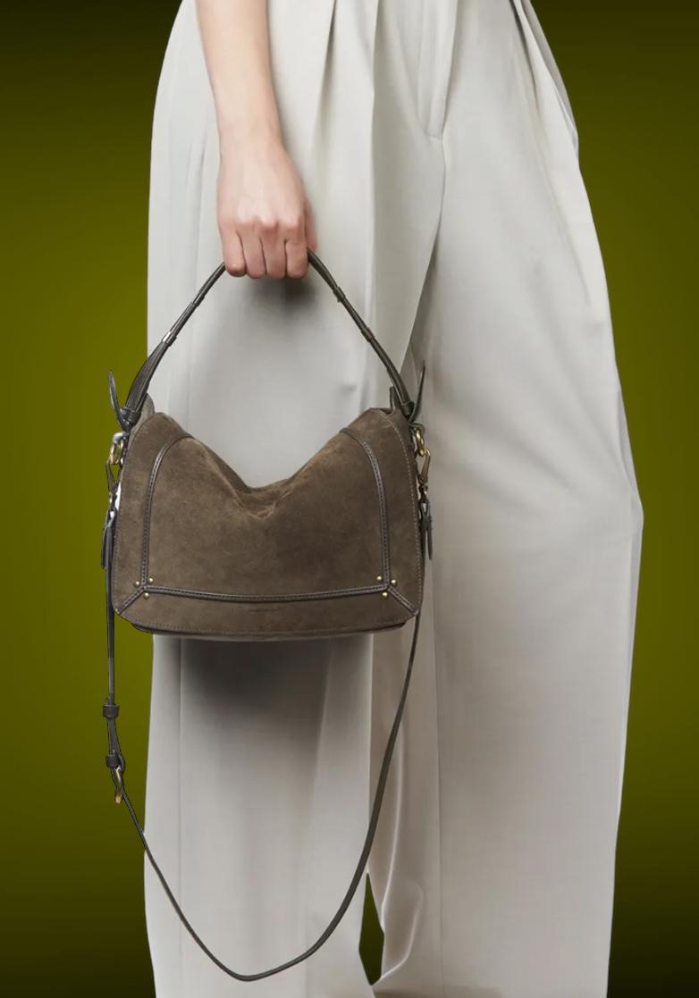 Rose & Lini JÉRÔME DREYFUSS “PEPITO M” SAVANE SUEDE LEATHER BAG Enormi risparmi