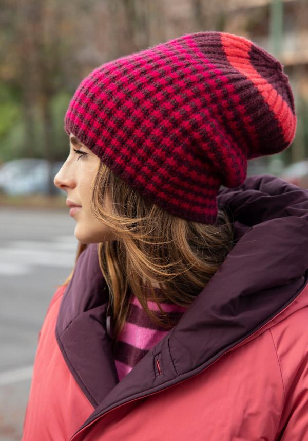 Rose & Lini DANIELAPI CASHMERE “ROYAL HAT MIX STRIPES” FUCSIA Trasporto libero internazionale