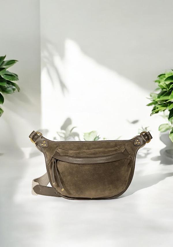 Rose & Lini JÉRÔME DREYFUSS “STAN BANANE” SAVANE SUEDE LEATHER BAG Spedizione Gratuita