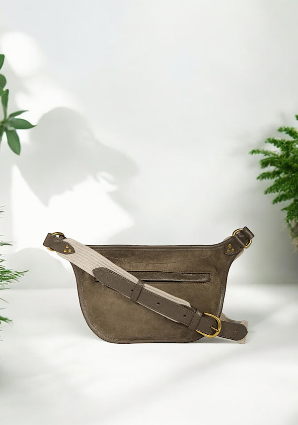 Rose & Lini JÉRÔME DREYFUSS “STAN BANANE” SAVANE SUEDE LEATHER BAG Spedizione Gratuita