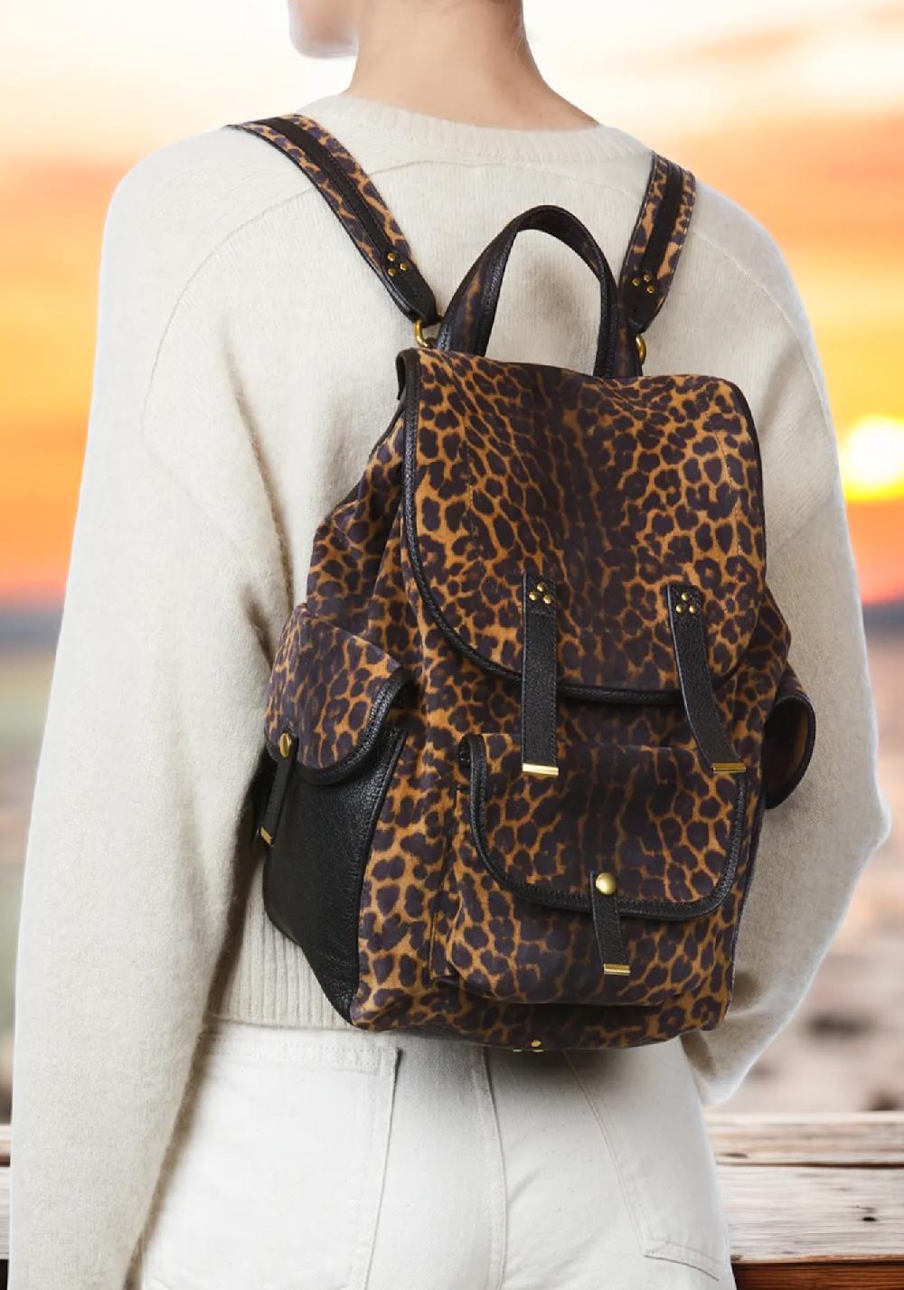 Rose & Lini JÉRÔME DREYFUSS “STAN” LEOPARD SUEDE LEATHER BACKPACK Pezzi Unici