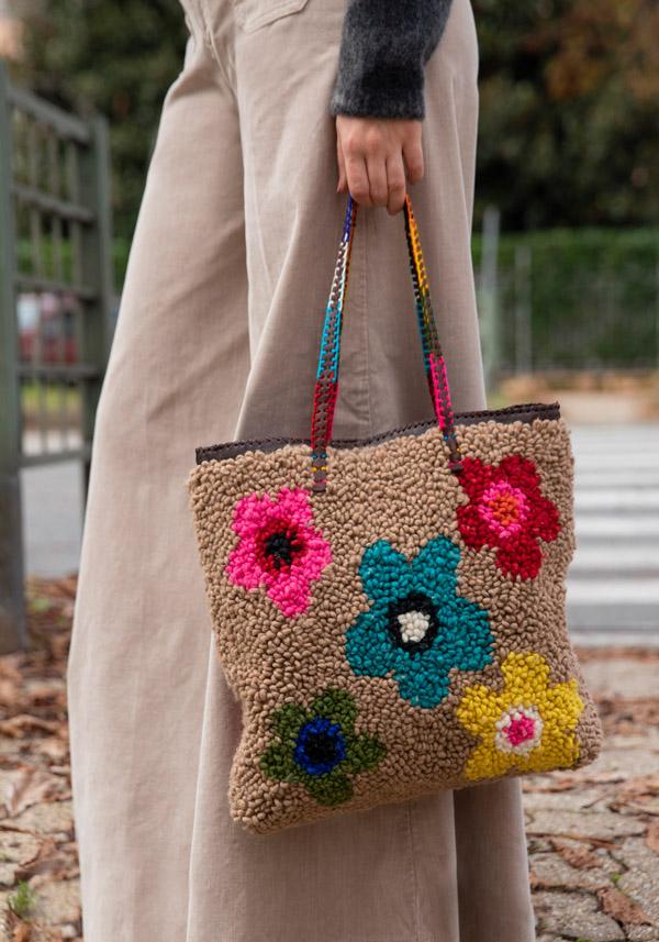 Rose & Lini EN SHALLA FLORAL WOOL “BAG 45L12” BROWN Acquista Ora