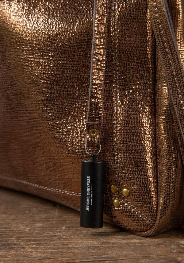 Rose & Lini JÉRÔME DREYFUSS “CLIC CLAC XL” LAMÈ BRONZE CLUTCH BAG Shopping Online