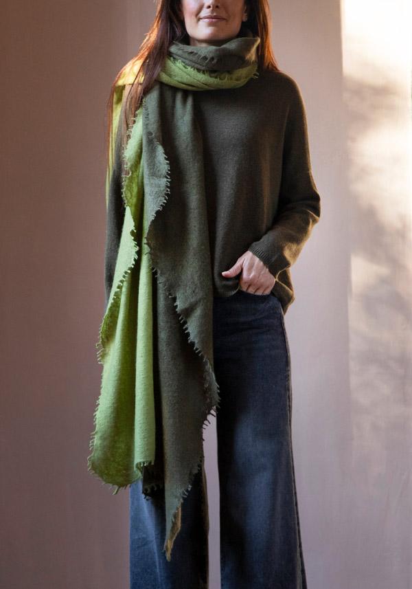 Rose & Lini MIRROR IN THE SKY CASHMERE “OPEN KNITTED DEGRADEE” LAUREL & MOSS SCARF Ultimo giorno