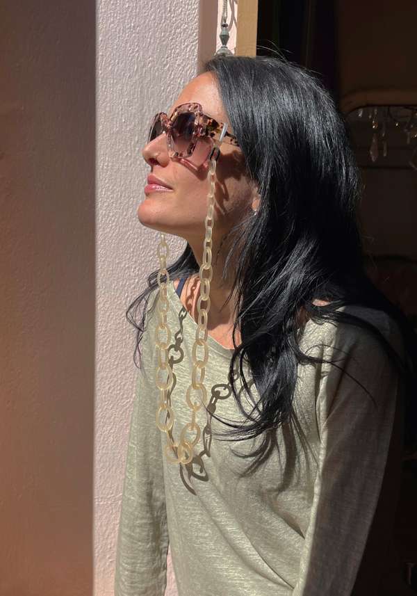 Rose & Lini ORRIS LONDON “CHAIN CONVERTIBLE” APRICOT GLASSES CHAIN Limitato a 3 giorni