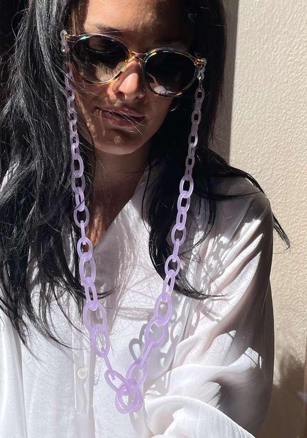 Rose & Lini ORRIS LONDON “CHAIN CONVERTIBLE” LAVENDER GLASSES CHAIN Esporta salva