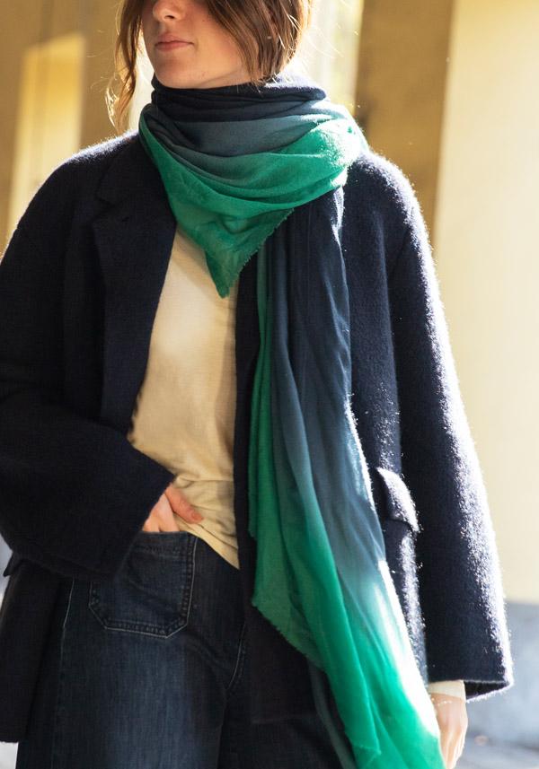 Rose & Lini FALIERO SARTI WOOL & CASHMERE “MARINA” SCARF EMERALD Sconti questo mese