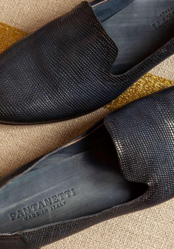 Rose & Lini PANTANETTI INDACO LIZARD “FLAT SHOES 15128” Sottocosto
