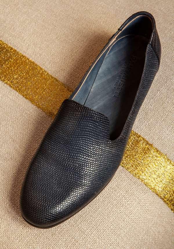 Rose & Lini PANTANETTI INDACO LIZARD “FLAT SHOES 15128” Sottocosto