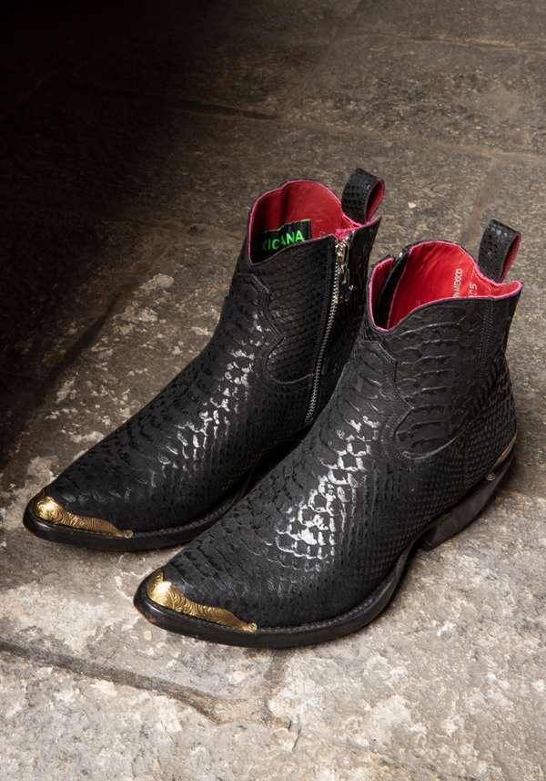 Rose & Lini MEXICANA “LAPAZ MARACAIBO” TEXTURED BLACK ANKLE BOOTS Presa