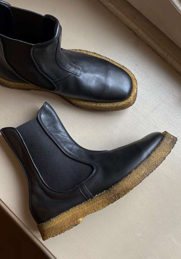 Rose & Lini ROCCO P. “TRONCHETTO 17604” BLACK LEATHER ANKLE BOOTS Offerta