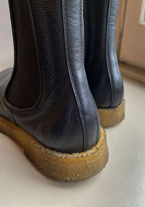Rose & Lini ROCCO P. “TRONCHETTO 17604” BLACK LEATHER ANKLE BOOTS Offerta