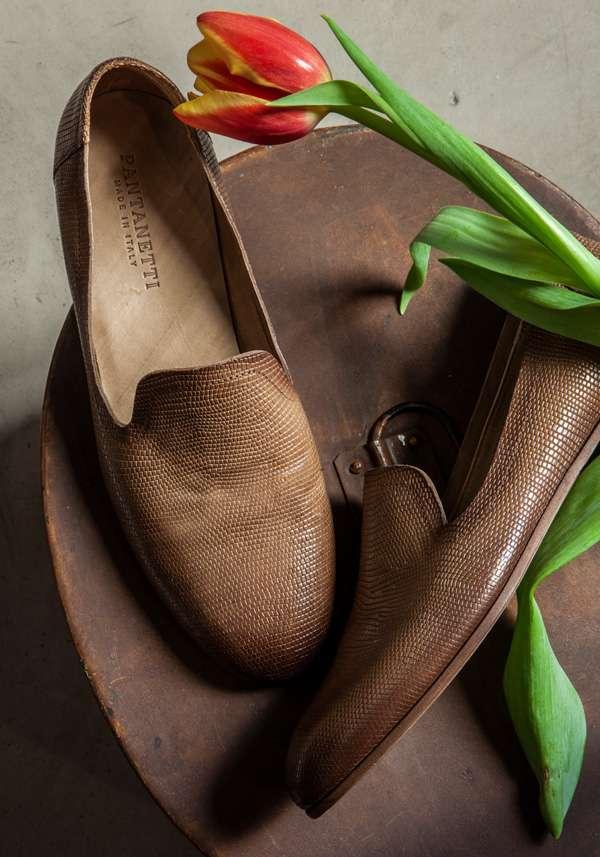 Rose & Lini PANTANETTI BROWN LIZARD “FLAT SHOES 15128” Online