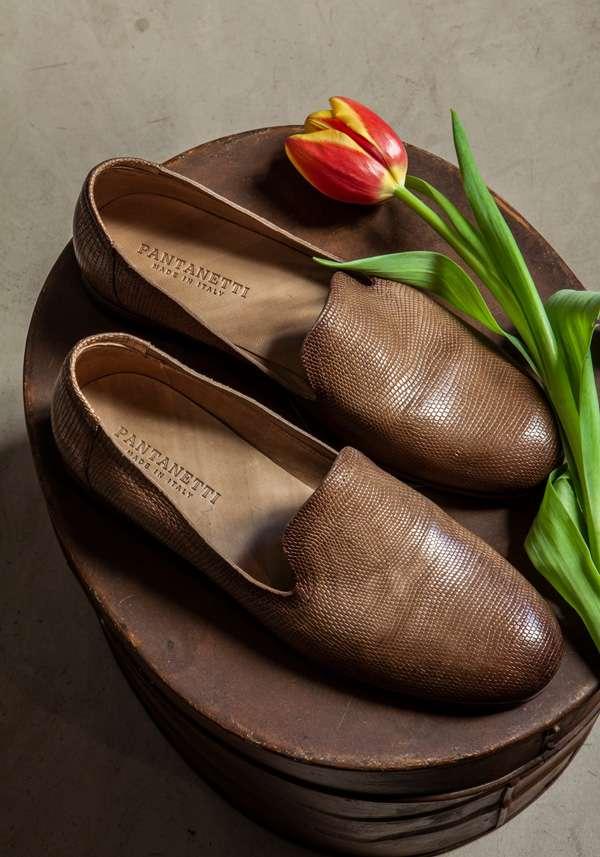 Rose & Lini PANTANETTI BROWN LIZARD “FLAT SHOES 15128” Online