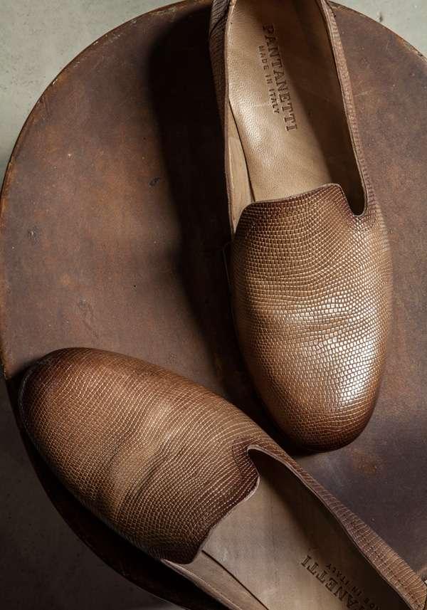 Rose & Lini PANTANETTI BROWN LIZARD “FLAT SHOES 15128” Online