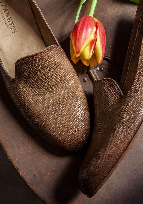 Rose & Lini PANTANETTI BROWN LIZARD “FLAT SHOES 15128” Online