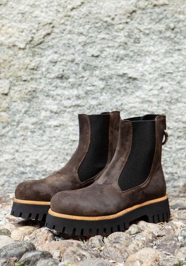Rose & Lini ROCCO P. “TRONCH 13603” SUEDE CHOCO ANKLE BOOTS Outlet