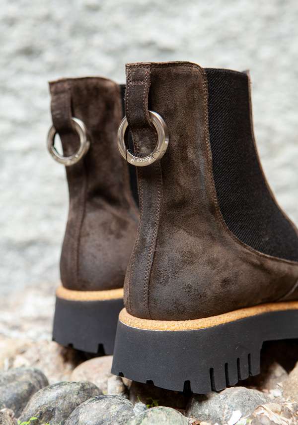 Rose & Lini ROCCO P. “TRONCH 13603” SUEDE CHOCO ANKLE BOOTS Outlet