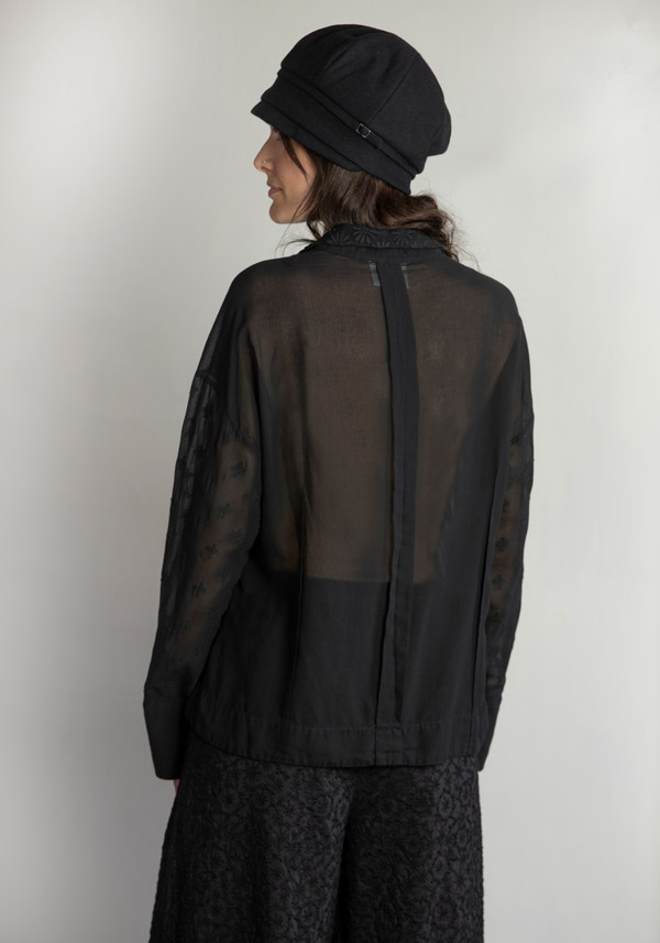 Rose & Lini ANTIPAST CUPRA & COTTON EMBROIDERED “BLOUSE DEBT” BLACK Saldi