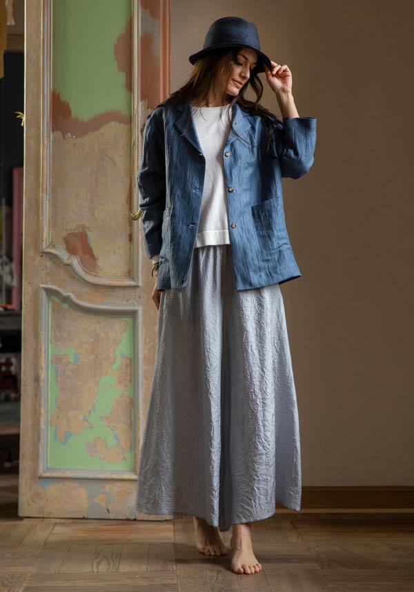 Rose & Lini LINING BLUE & WHITE “SIMEONE” WIDE LEG PANTS Vendita Calda