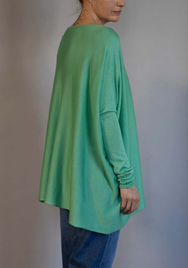 Rose & Lini FISSORE CASHMERE “ZURIGO” GREEN PULL Spedizione gratuita