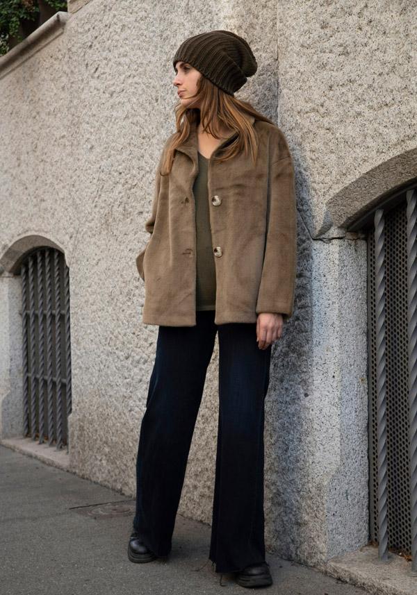 Rose & Lini LEON & LULU “CABAN 2 BUTTONS” FURRY KAKI/GREEN JACKET Sconto di tempo limitato