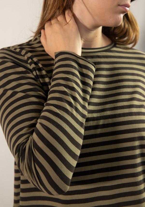 Rose & Lini LABO ART COTTON “JEPPE” BONSAI STRIPED T-SHIRT Grande vendita