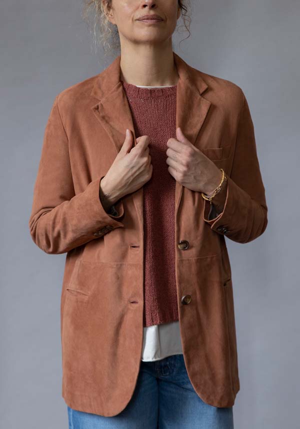 Rose & Lini KILTIE SUEDE LEATHER “LUCAS JACKET” BROWN Offerta migliore