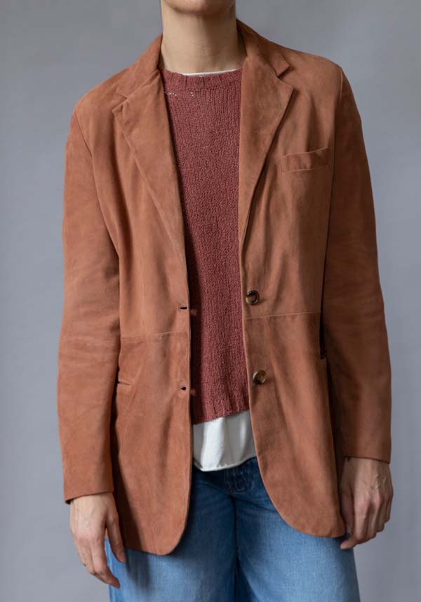 Rose & Lini KILTIE SUEDE LEATHER “LUCAS JACKET” BROWN Offerta migliore