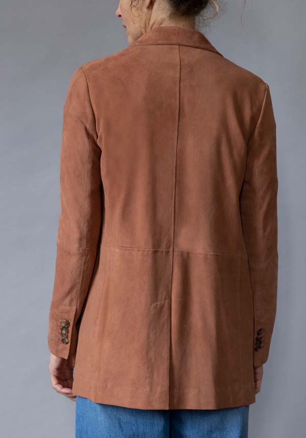 Rose & Lini KILTIE SUEDE LEATHER “LUCAS JACKET” BROWN Offerta migliore