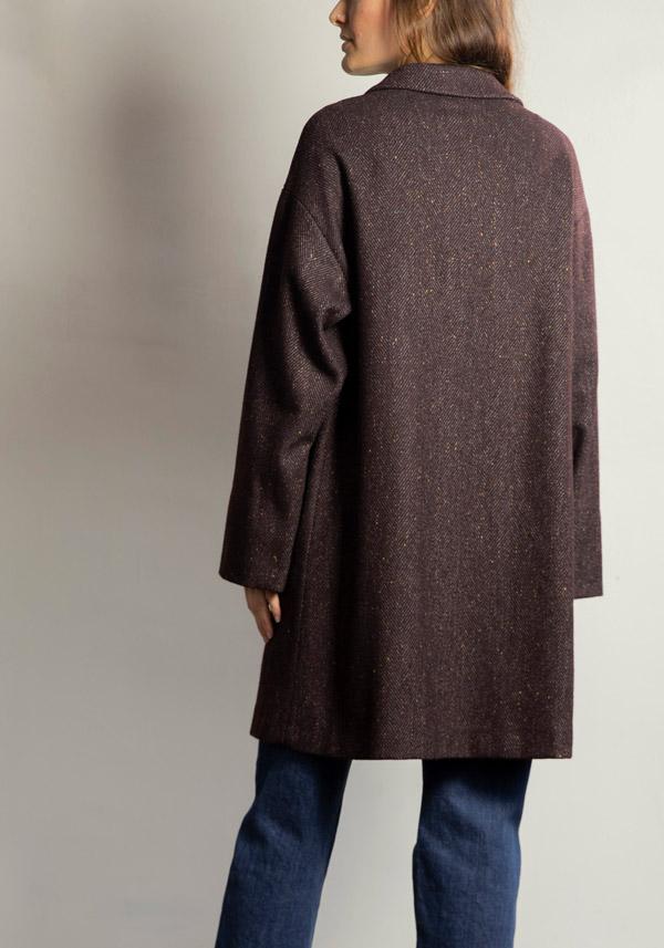 Rose & Lini KILTIE WOOL “PAUL” PLUM COAT Offerta temporanea