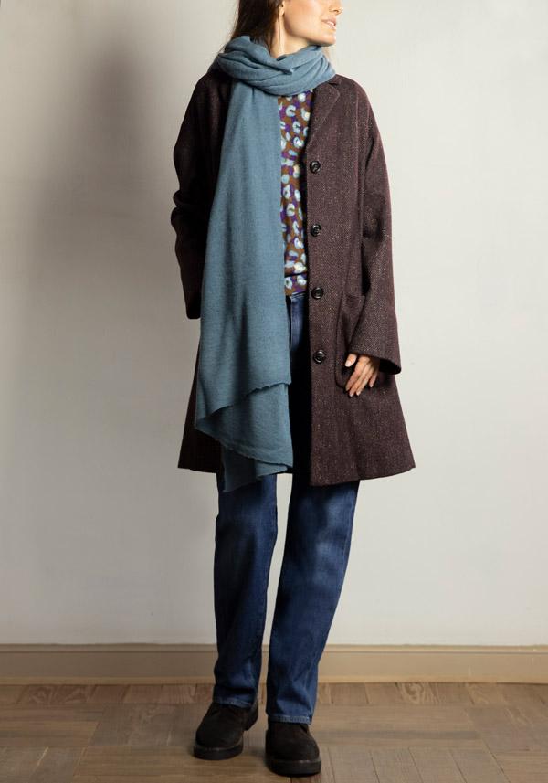 Rose & Lini KILTIE WOOL “PAUL” PLUM COAT Offerta temporanea