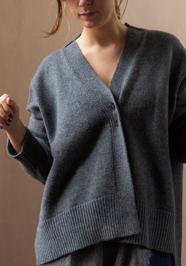 Rose & Lini OYUNA CASHMERE “CARDIGAN AIRE” SLATE GREY Lightning offer