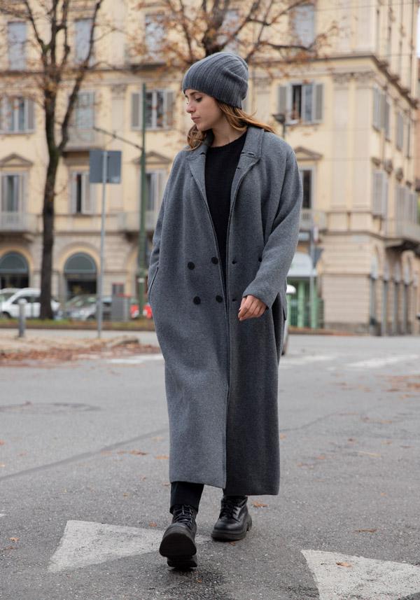 Rose & Lini OYUNA CASHMERE “ITUMI” SLATE GREY COAT Grandi sconti